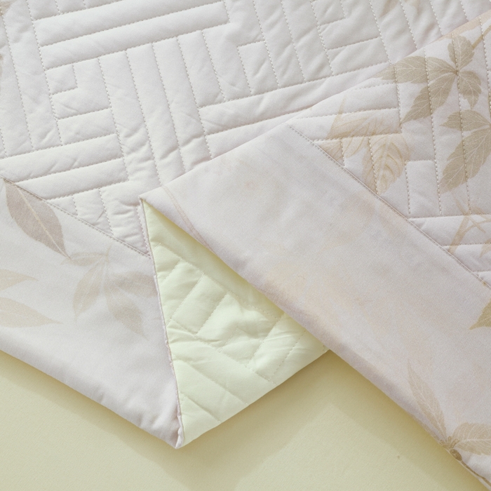 91家纺网 家纺一手货源 找家纺 OL家纺 2025新款13376全棉印花床盖三件套 桃枝夭夭-绿