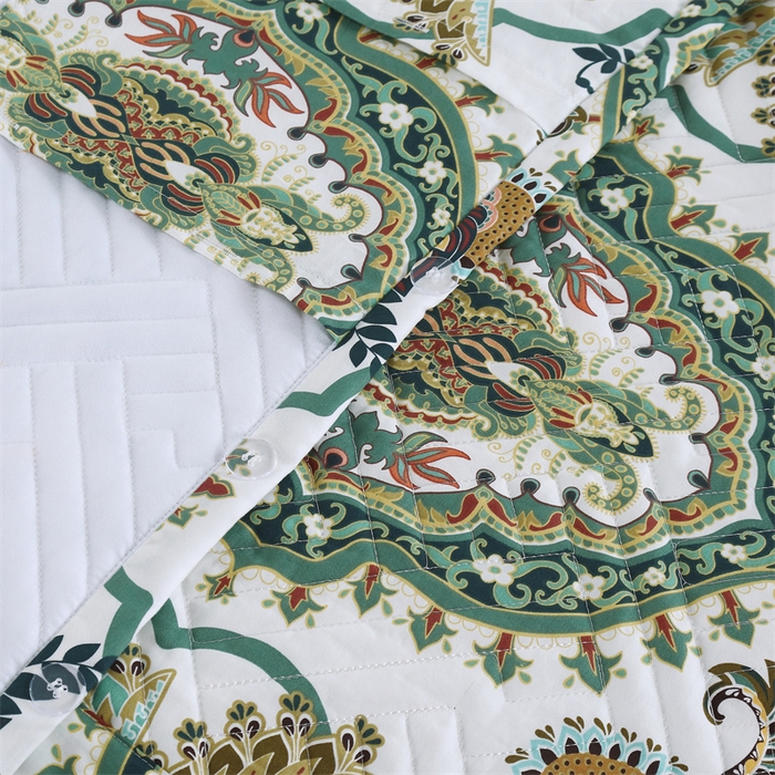 91家纺网 家纺一手货源 找家纺 OL家纺 2025新款13376全棉印花床盖三件套 富丽堂皇