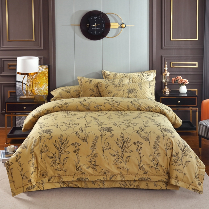 91家纺网 家纺一手货源 找家纺 OL家纺 2025新款13376全棉印花床盖三件套 本草纲目-黄