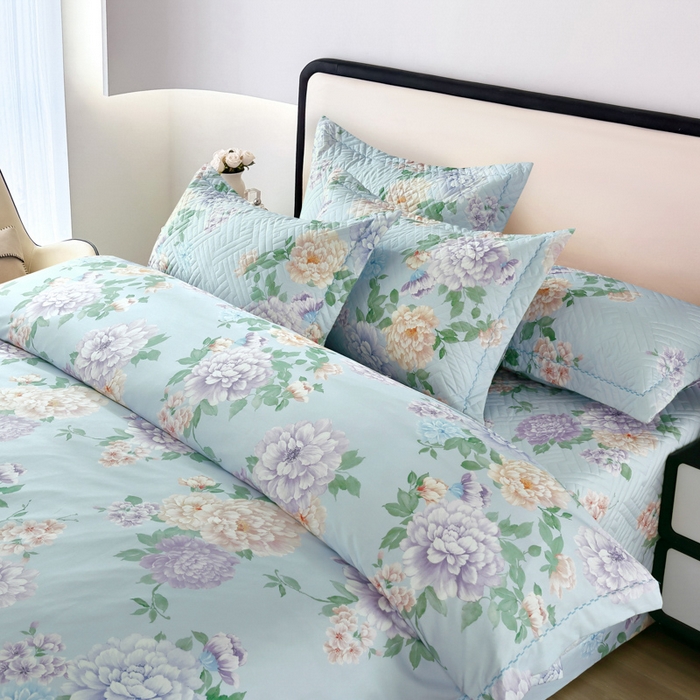 91家纺网 家纺一手货源 找家纺 OL家纺 2025新款13376全棉印花床盖三件套 月色