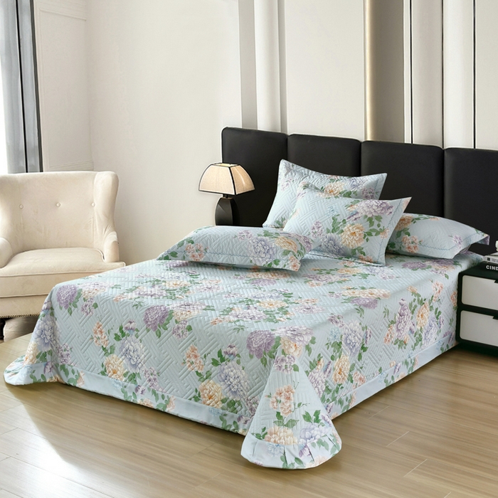 OL家纺 2025新款13376全棉印花床盖三件套 月色