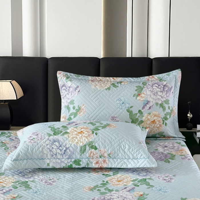 91家纺网 家纺一手货源 找家纺 OL家纺 2025新款13376全棉印花床盖三件套 月色