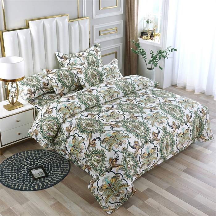 91家纺网 家纺一手货源 找家纺 OL家纺 2025新款13376全棉印花床盖三件套 富丽堂皇