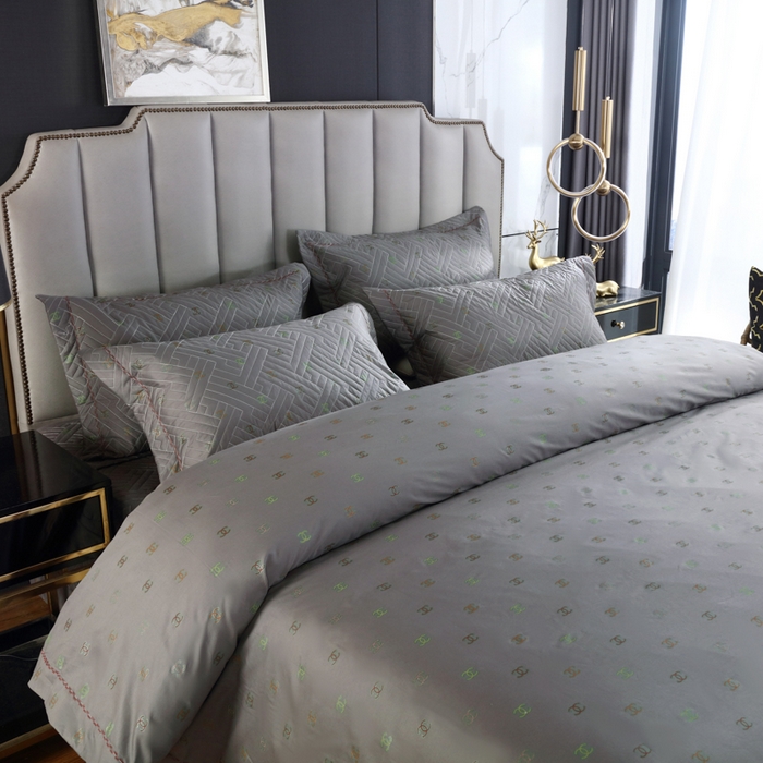 91家纺网 家纺一手货源 找家纺 OL家纺 2025新款13376全棉印花床盖三件套 欧风丽影-灰