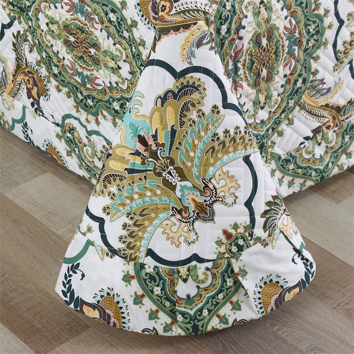 91家纺网 家纺一手货源 找家纺 OL家纺 2025新款13376全棉印花床盖三件套 富丽堂皇