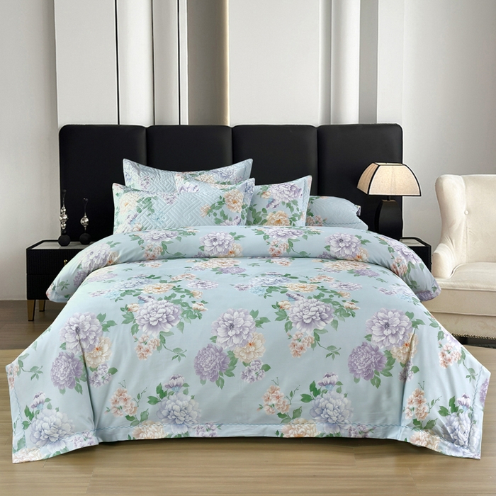 91家纺网 家纺一手货源 找家纺 OL家纺 2025新款13376全棉印花床盖三件套 月色