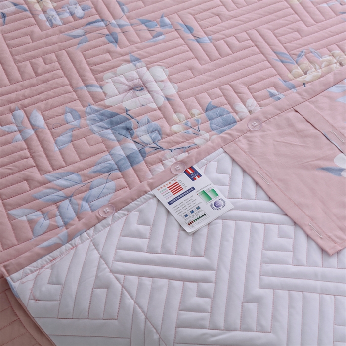 91家纺网 家纺一手货源 找家纺 OL家纺 2025新款13376全棉印花床盖三件套 春晓粉