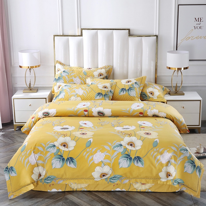 91家纺网 家纺一手货源 找家纺 OL家纺 2025新款13376全棉印花床盖三件套 麦田印画