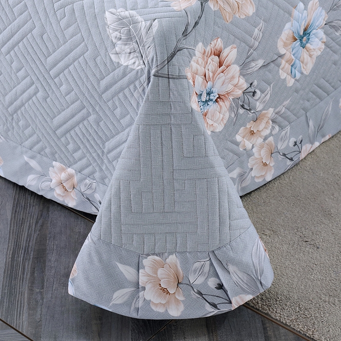 91家纺网 家纺一手货源 找家纺 OL家纺 2025新款13376全棉印花床盖三件套 花溪寻梦