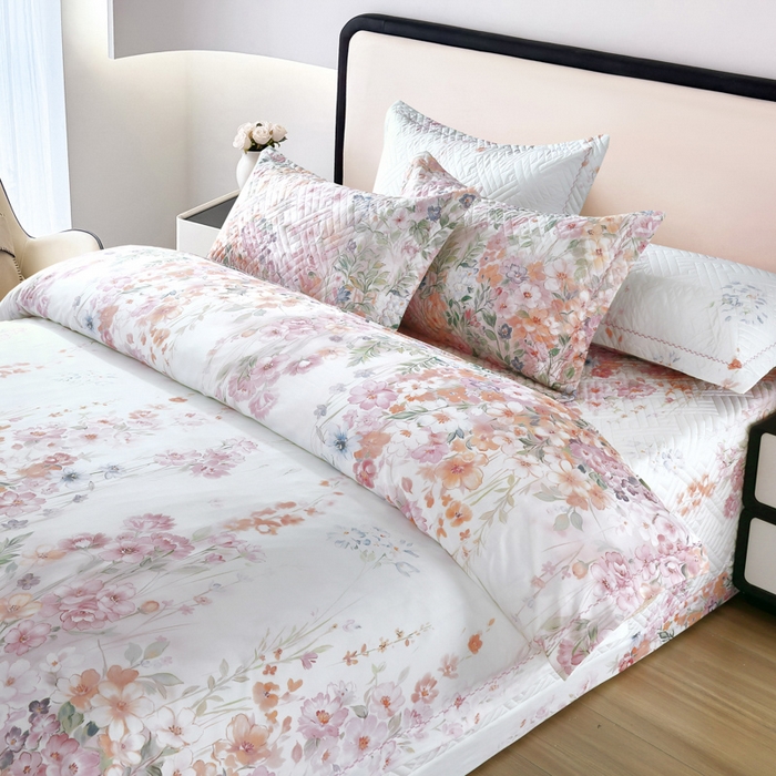 91家纺网 家纺一手货源 找家纺 OL家纺 2025新款13376全棉印花床盖三件套 落木静-红