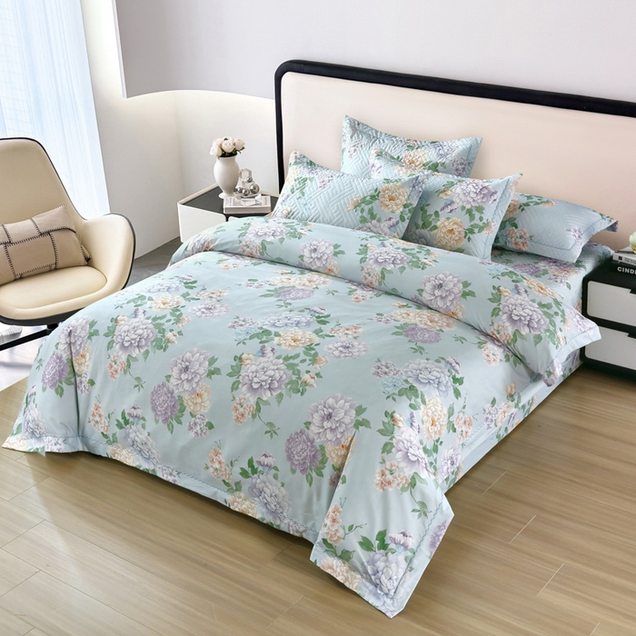 91家纺网 家纺一手货源 找家纺 OL家纺 2025新款13376全棉印花床盖三件套 月色