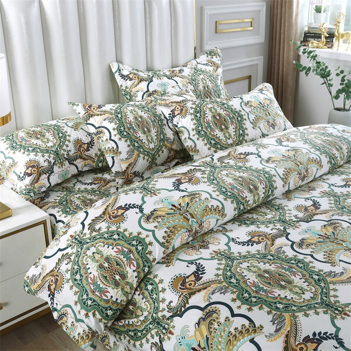 91家纺网 家纺一手货源 找家纺 OL家纺 2025新款13376全棉印花床盖三件套 富丽堂皇