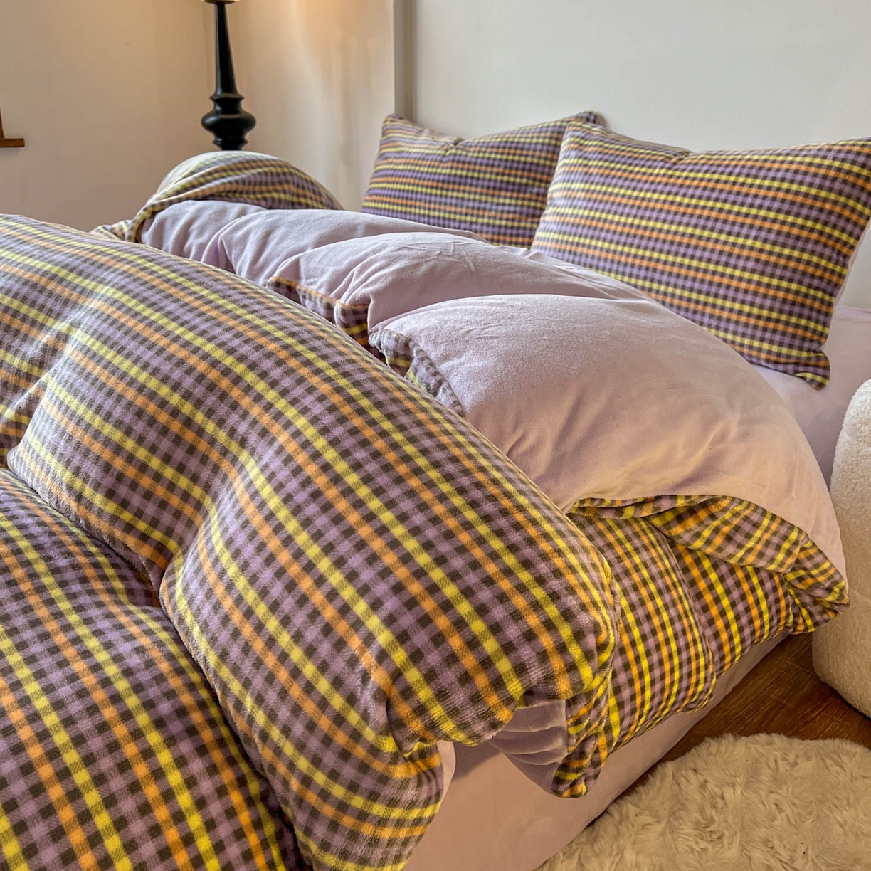 91家纺网 家纺一手货源 找家纺 （总）思诺羽床笠 2026新款亲肤云朵双层纱无印风水洗棉三件套四件套