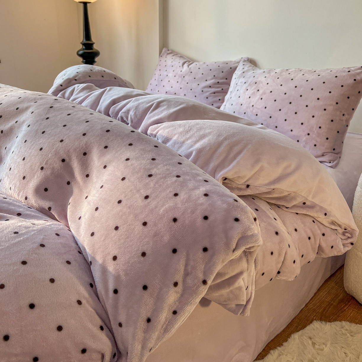 思诺羽床笠 2025新款加厚牛奶绒印花四件套 绒点