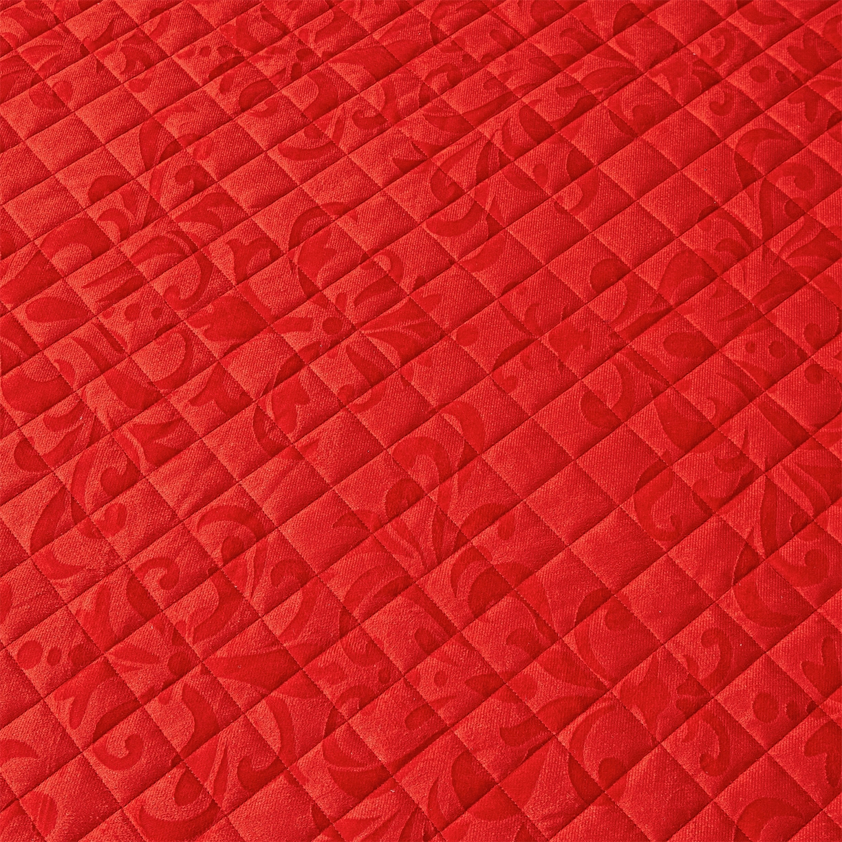 91家纺网 家纺一手货源 找家纺 好儿喜家纺 2025新款柔暖天鹅绒夹棉床裙奥菲庄园系列床裙三件套 奥菲庄园-红