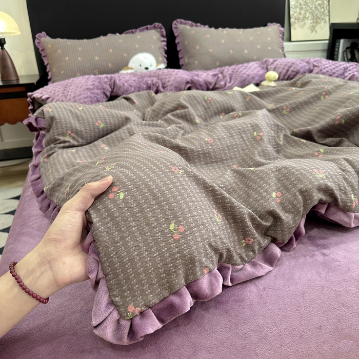 91家纺网 家纺一手货源 找家纺 （总）一比一家纺 2025新款保暖舒适云感纱➕绒加绒四件套