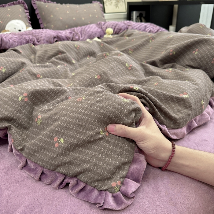 91家纺网 家纺一手货源 找家纺 （总）一比一家纺 2025新款保暖舒适云感纱➕绒加绒四件套