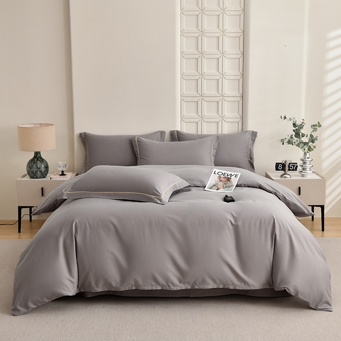 91家纺网 家纺一手货源 找家纺 （总）宇彬家纺 2026直播热爆新款A类13374全棉母婴级一字绣宽边枕套被套纯色单被套贡缎新疆长绒匹马棉轻奢可定做