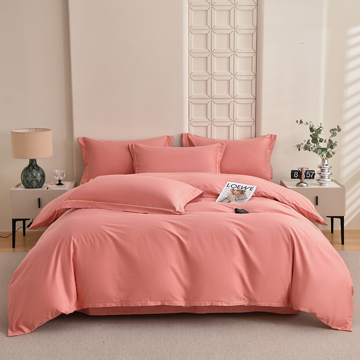 91家纺网 家纺一手货源 找家纺 （总）宇彬家纺 2026直播热爆新款A类13374全棉母婴级一字绣宽边枕套被套纯色单被套贡缎新疆长绒匹马棉轻奢可定做