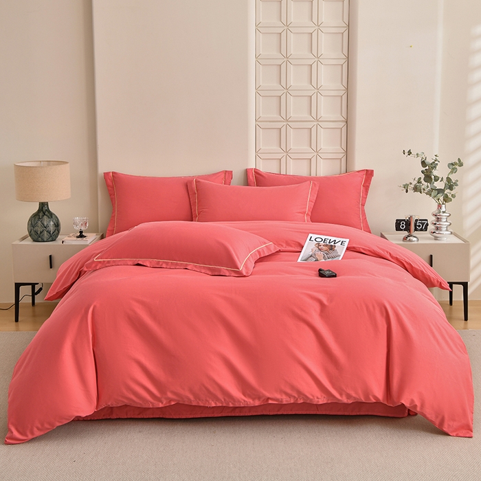 91家纺网 家纺一手货源 找家纺 （总）宇彬家纺 2026直播热爆新款A类13374全棉母婴级一字绣宽边枕套被套纯色单被套贡缎新疆长绒匹马棉轻奢可定做