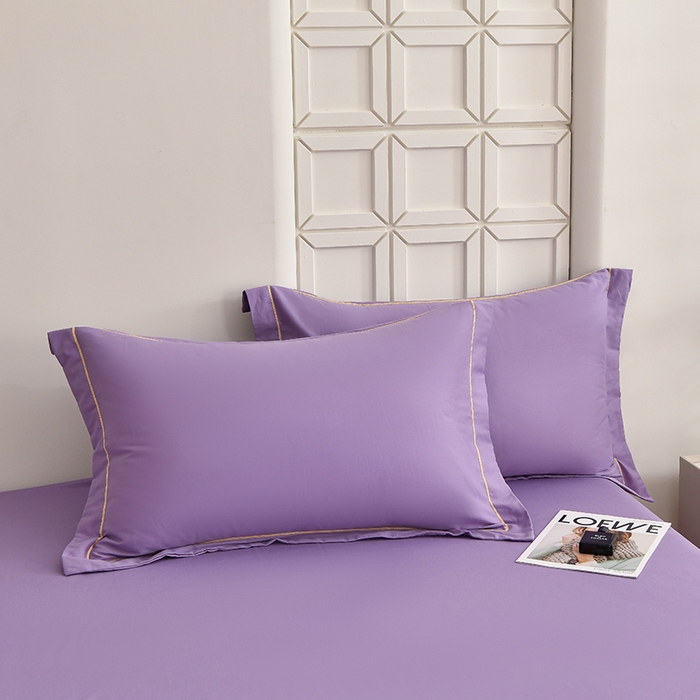 91家纺网 家纺一手货源 找家纺 宇彬家纺 2026直播热爆新款A类13374全棉母婴级一字绣宽边枕套被套纯色单被套贡缎新疆长绒匹马棉轻奢可定做 一字绣-典雅紫