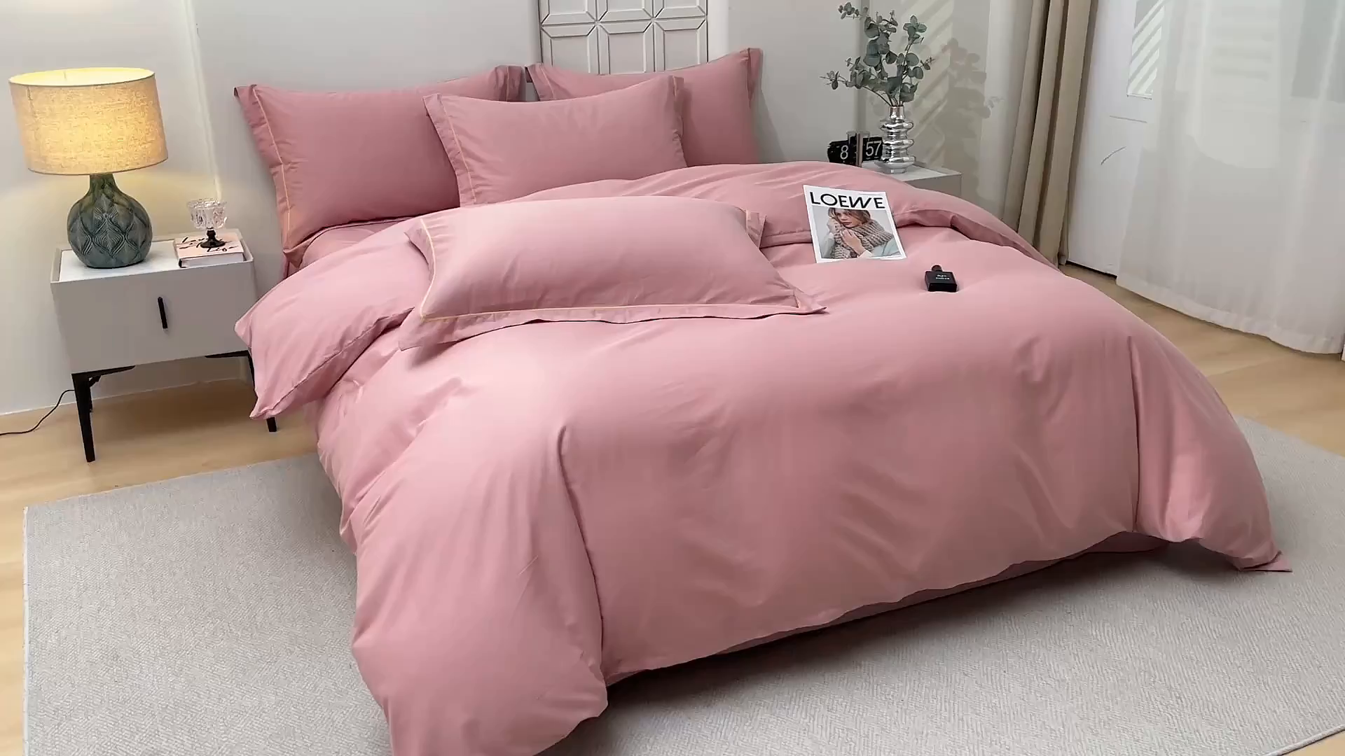 91家纺网 家纺一手货源 找家纺 宇彬家纺 2026直播热爆新款A类13374全棉母婴级一字绣宽边枕套被套纯色单被套贡缎新疆长绒匹马棉轻奢可定做 一字绣-紫豆沙