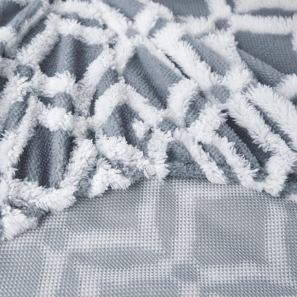 91家纺网 家纺一手货源 找家纺 云玲时尚 2025新款阳离子塔芙绒床笠 菱格灰