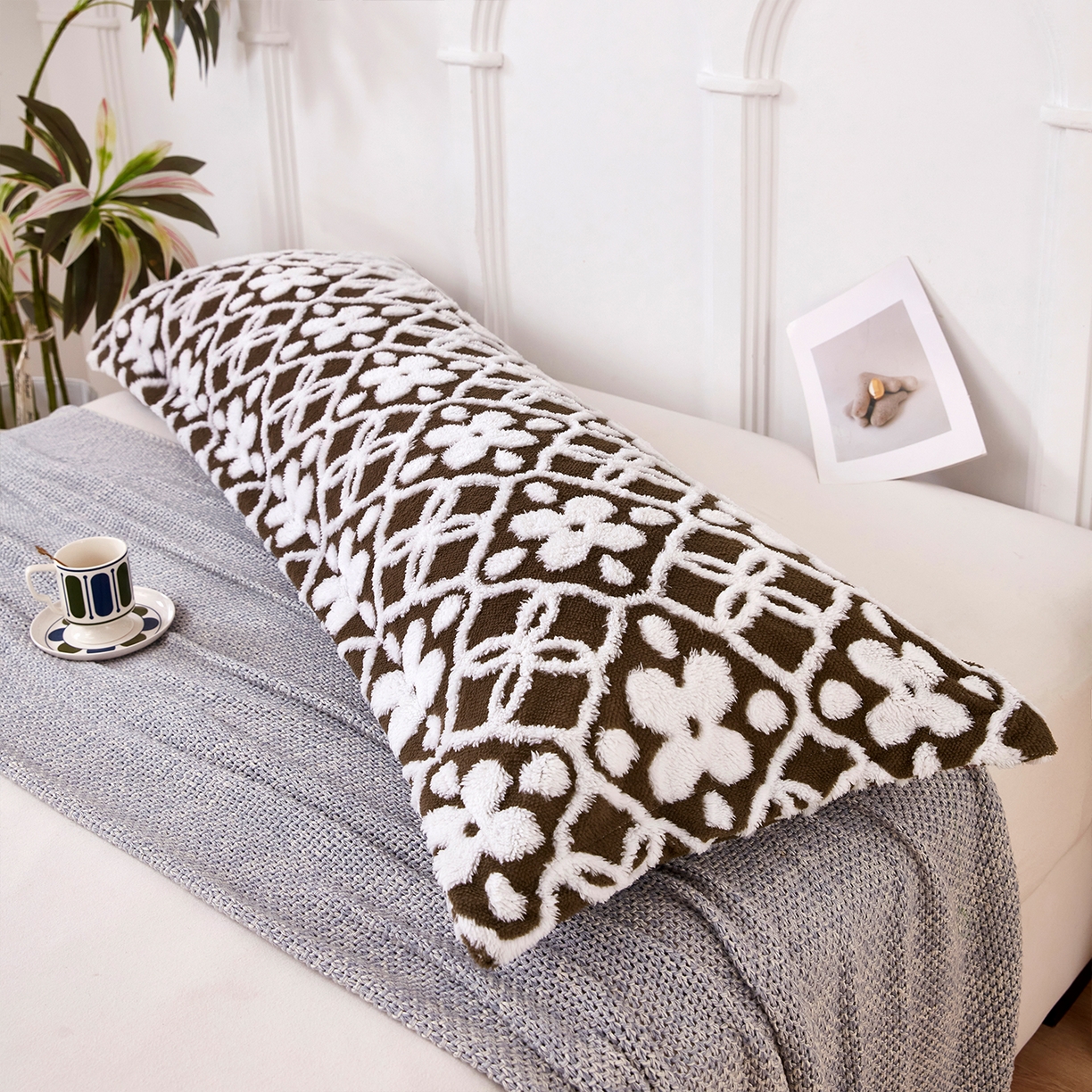 91家纺网 家纺一手货源 找家纺 云玲时尚 2025新款阳离子塔芙绒双人枕套 山茶深咖