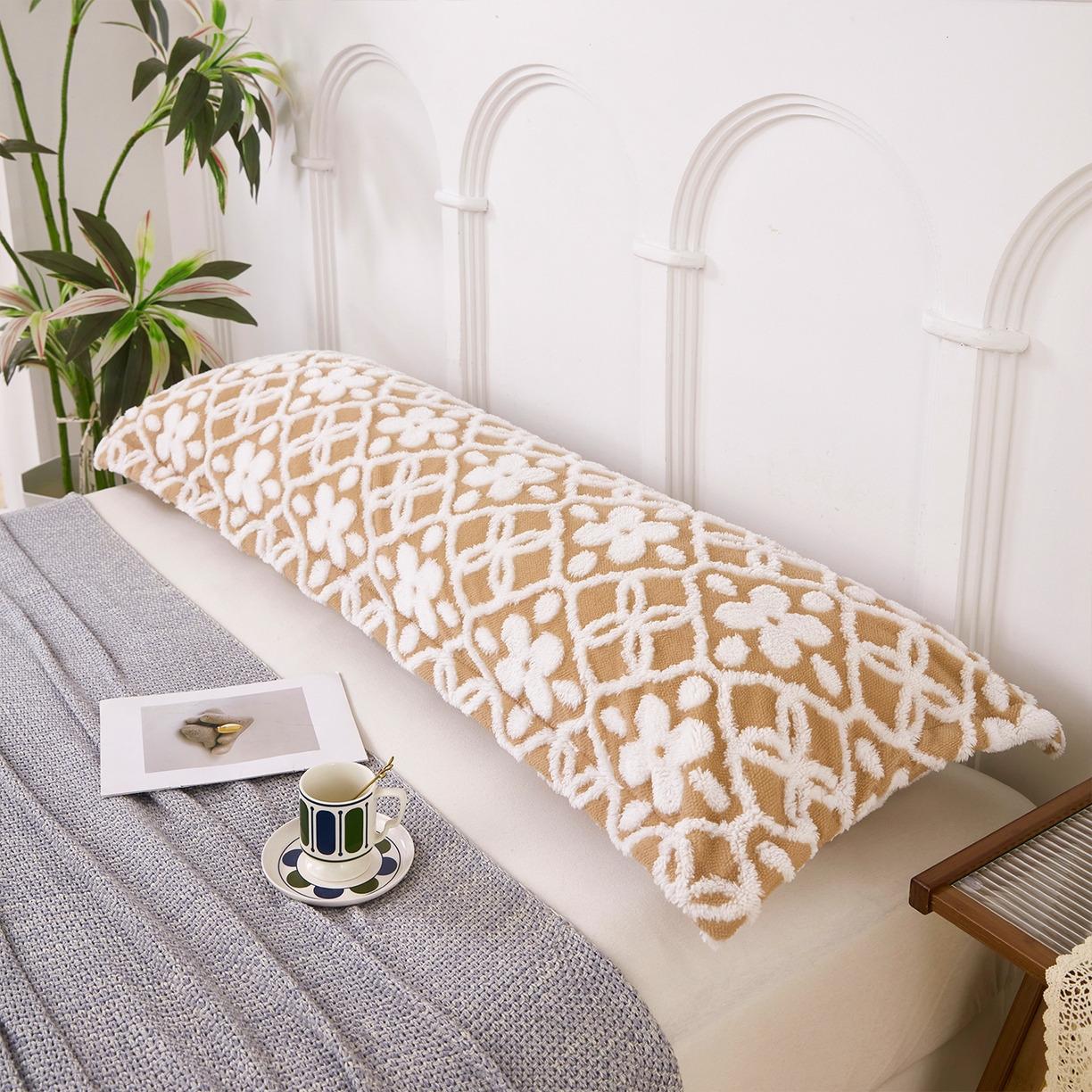 91家纺网 家纺一手货源 找家纺 云玲时尚 2025新款阳离子塔芙绒双人枕套 山茶卡其