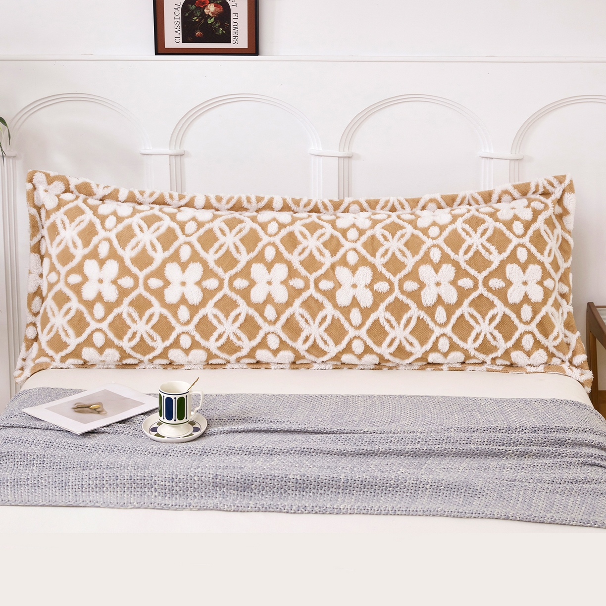 91家纺网 家纺一手货源 找家纺 云玲时尚 2025新款阳离子塔芙绒双人枕套 山茶卡其