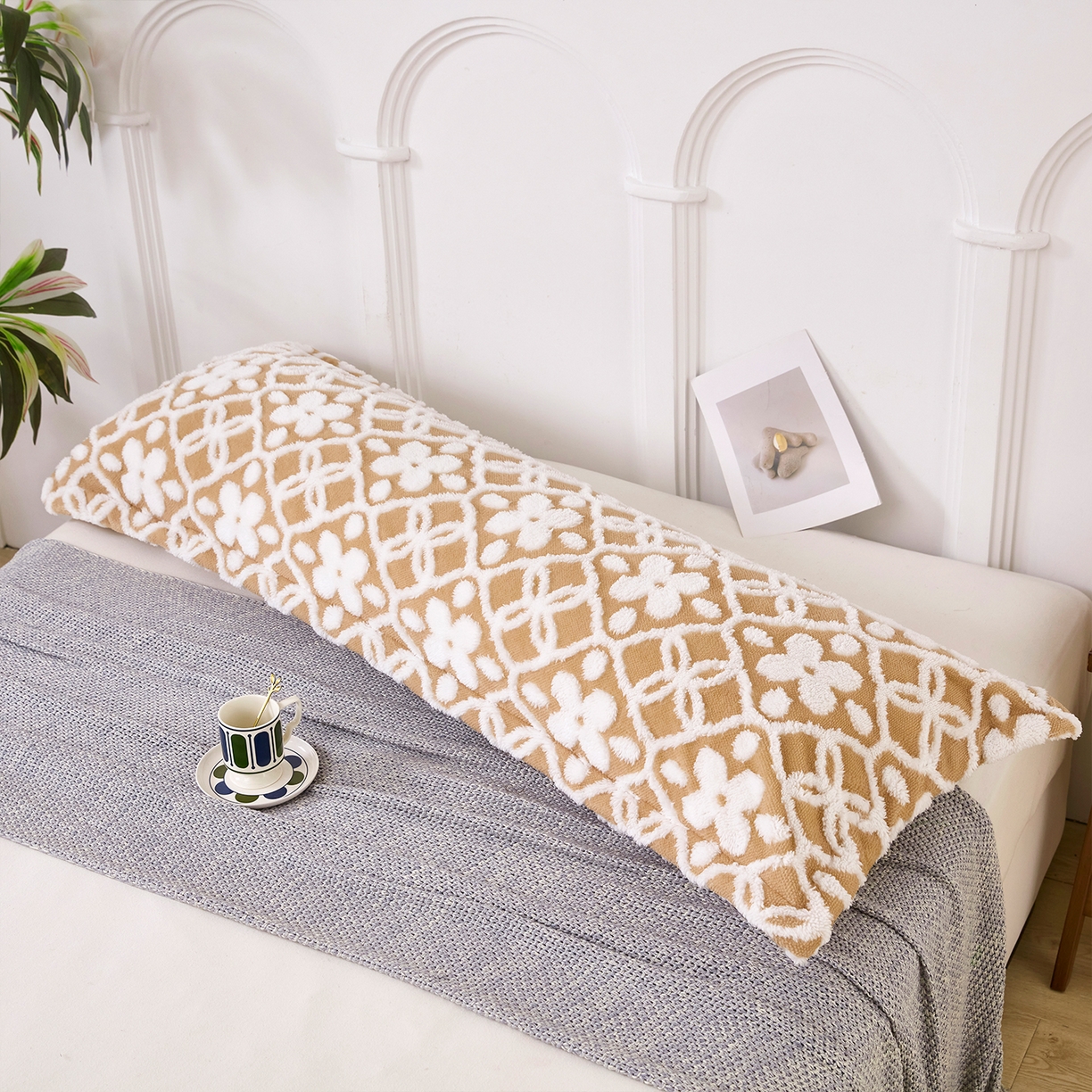 91家纺网 家纺一手货源 找家纺 云玲时尚 2025新款阳离子塔芙绒双人枕套 山茶卡其