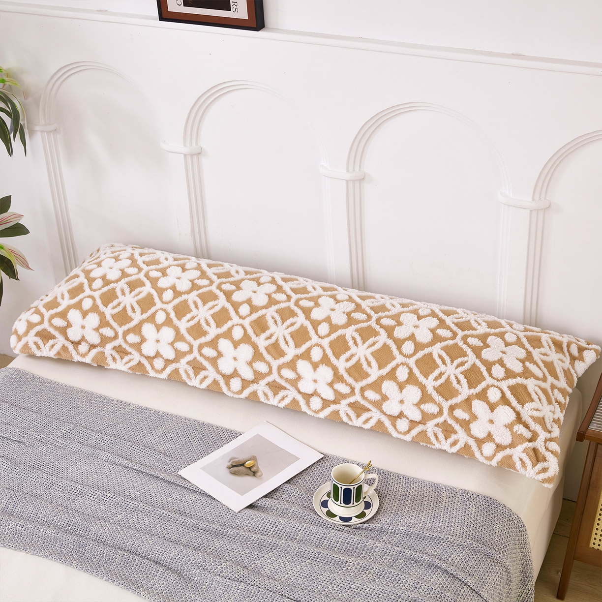 91家纺网 家纺一手货源 找家纺 云玲时尚 2025新款阳离子塔芙绒双人枕套 山茶卡其