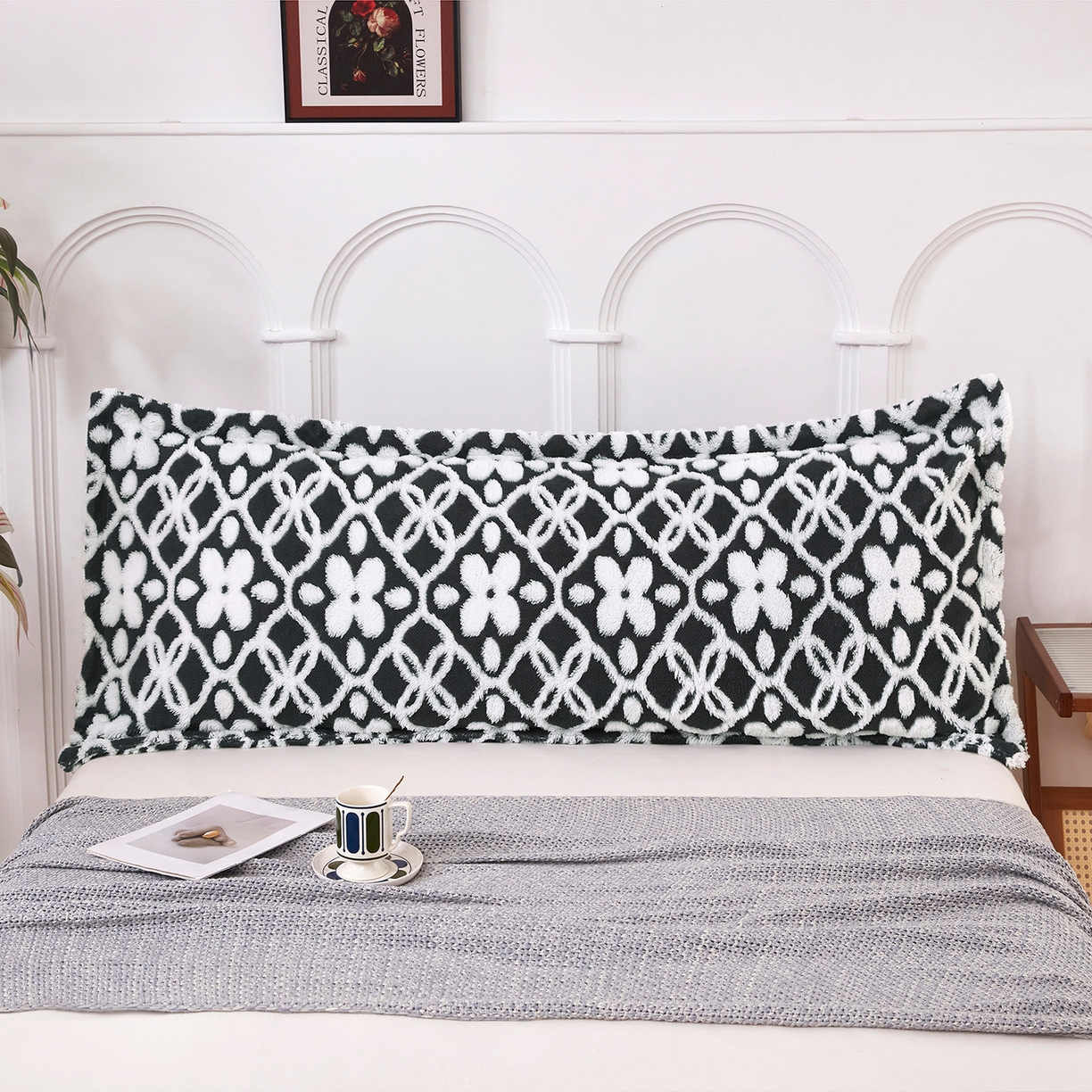 91家纺网 家纺一手货源 找家纺 云玲时尚 2025新款阳离子塔芙绒双人枕套 山茶黑