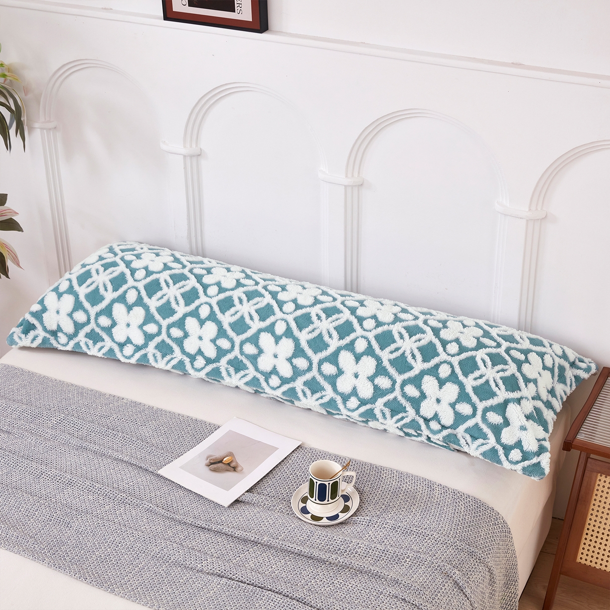 91家纺网 家纺一手货源 找家纺 云玲时尚 2025新款阳离子塔芙绒双人枕套 山茶蓝