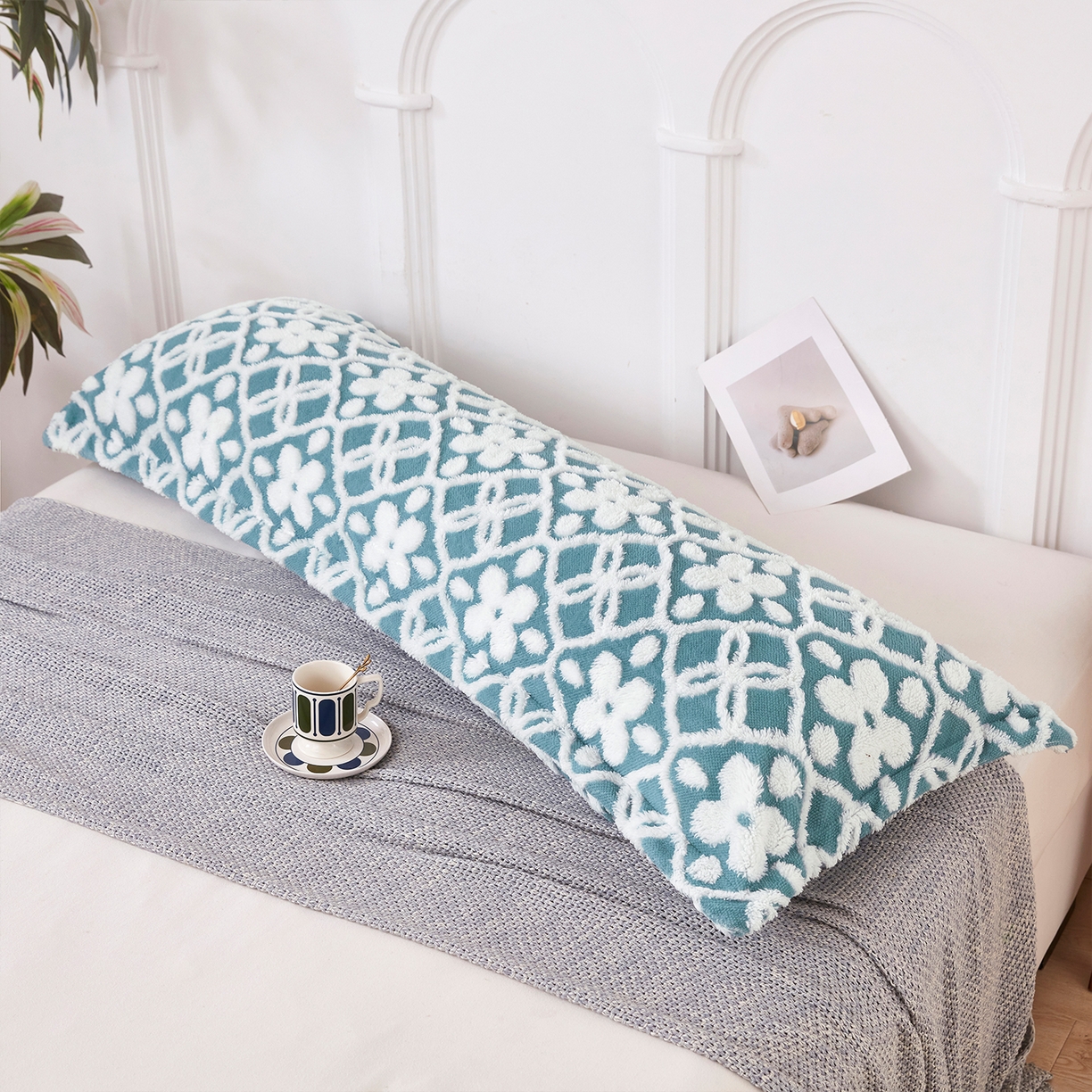 91家纺网 家纺一手货源 找家纺 云玲时尚 2025新款阳离子塔芙绒双人枕套 山茶蓝