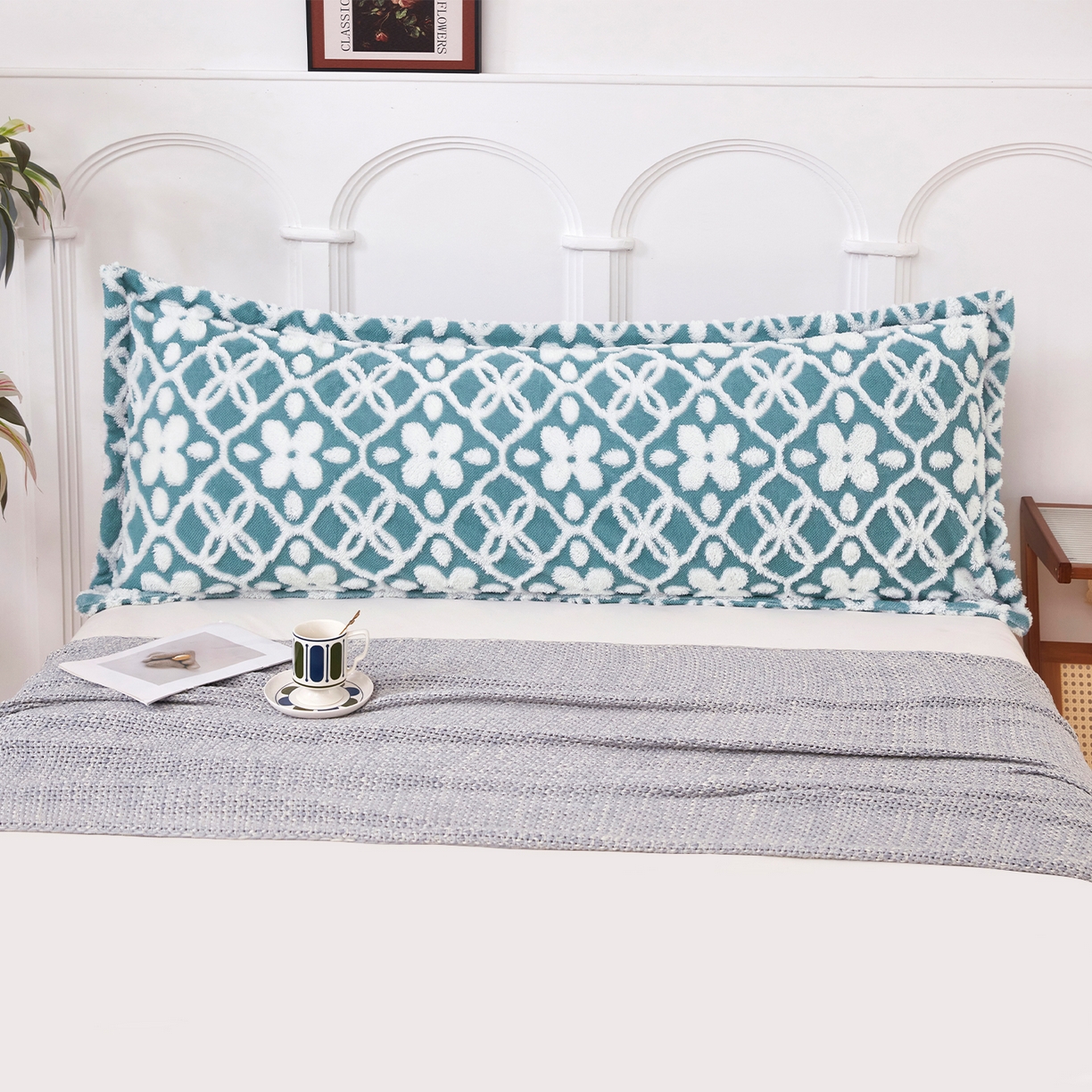 91家纺网 家纺一手货源 找家纺 云玲时尚 2025新款阳离子塔芙绒双人枕套 山茶蓝