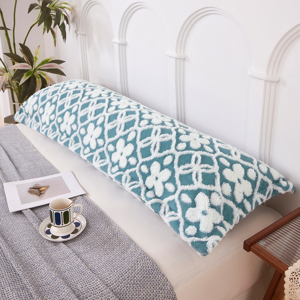 91家纺网 家纺一手货源 找家纺 云玲时尚 2025新款阳离子塔芙绒双人枕套 山茶蓝