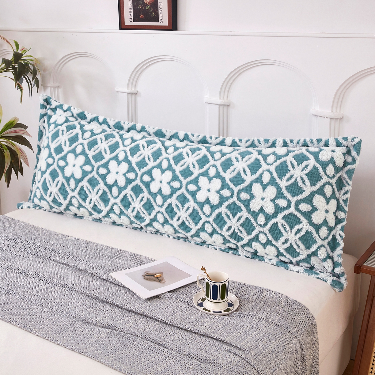 云玲时尚 2025新款阳离子塔芙绒双人枕套 山茶蓝