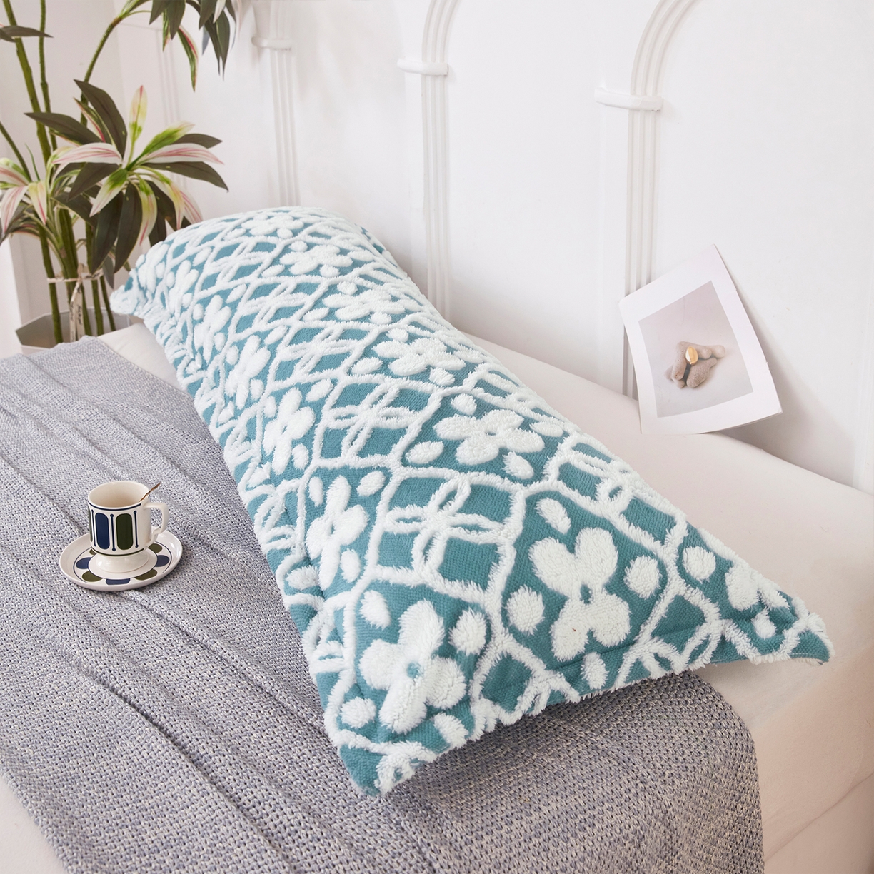 91家纺网 家纺一手货源 找家纺 云玲时尚 2025新款阳离子塔芙绒双人枕套 山茶蓝