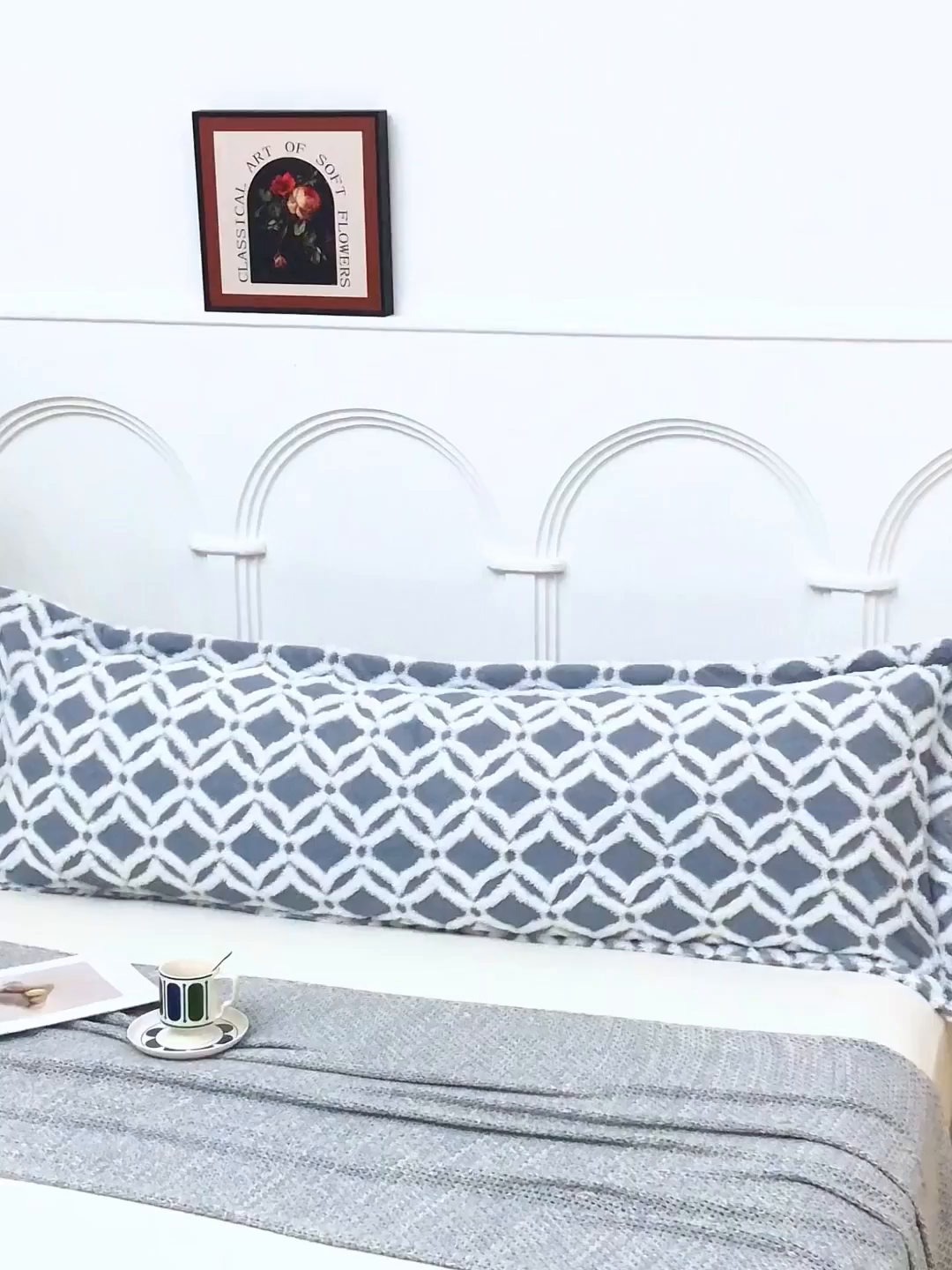 91家纺网 家纺一手货源 找家纺 云玲时尚 2025新款阳离子塔芙绒双人枕套 菱格灰