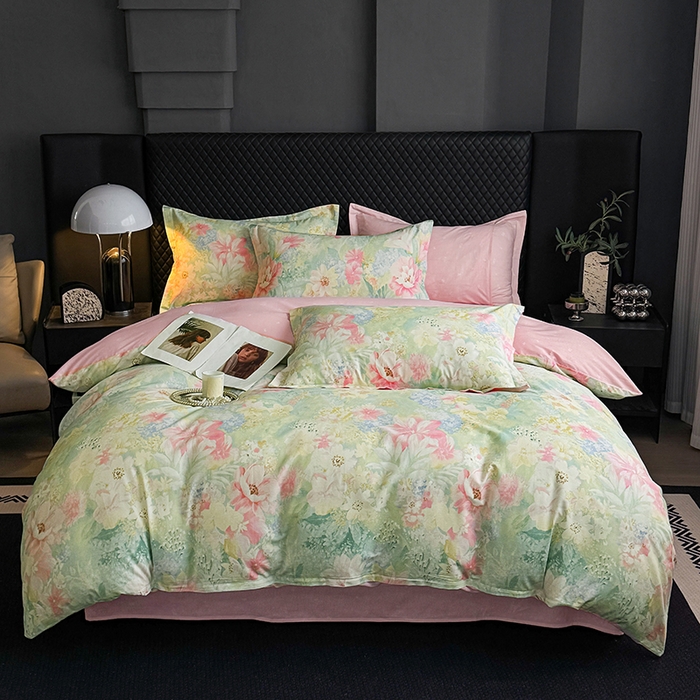 壹号库 2025新款全棉四件套 薄雾玫瑰