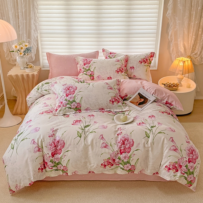 壹号库 2025新款全棉四件套 粉茉