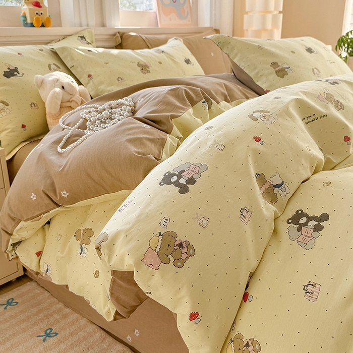 91家纺网 家纺一手货源 找家纺 壹号库 2025新款全棉四件套 小熊日记