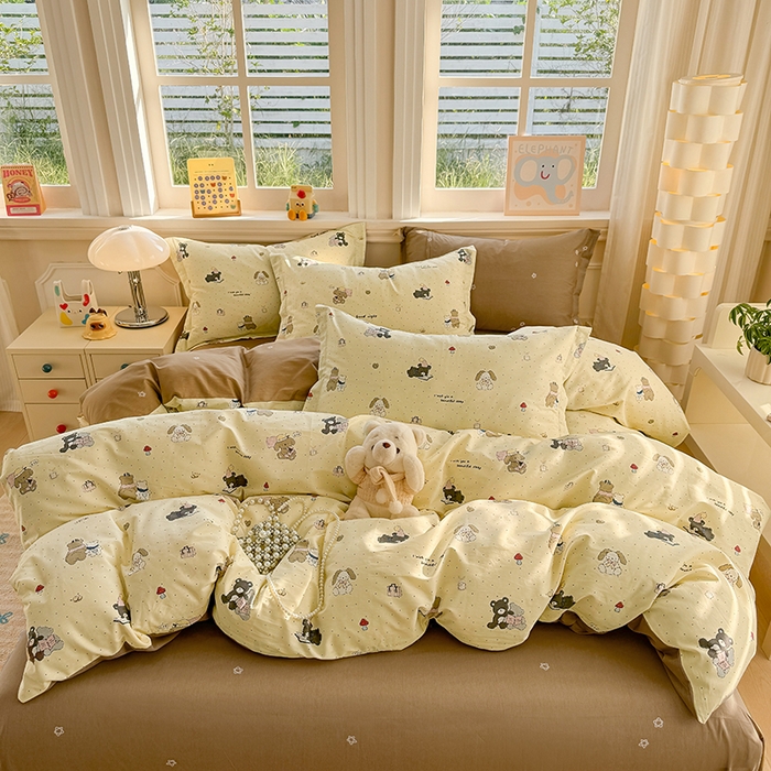 91家纺网 家纺一手货源 找家纺 壹号库 2025新款全棉四件套 小熊日记