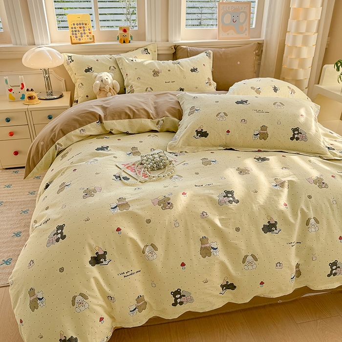 91家纺网 家纺一手货源 找家纺 壹号库 2025新款全棉四件套 小熊日记