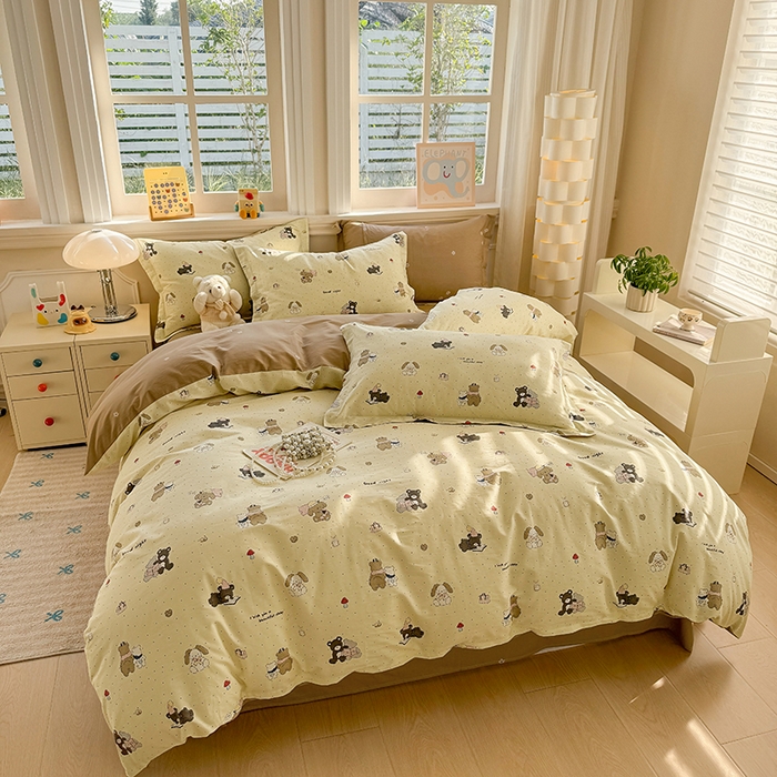 91家纺网 家纺一手货源 找家纺 壹号库 2025新款全棉四件套 小熊日记