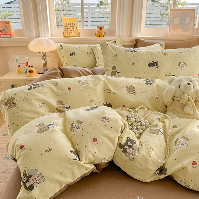 91家纺网 家纺一手货源 找家纺 壹号库 2025新款全棉四件套 小熊日记