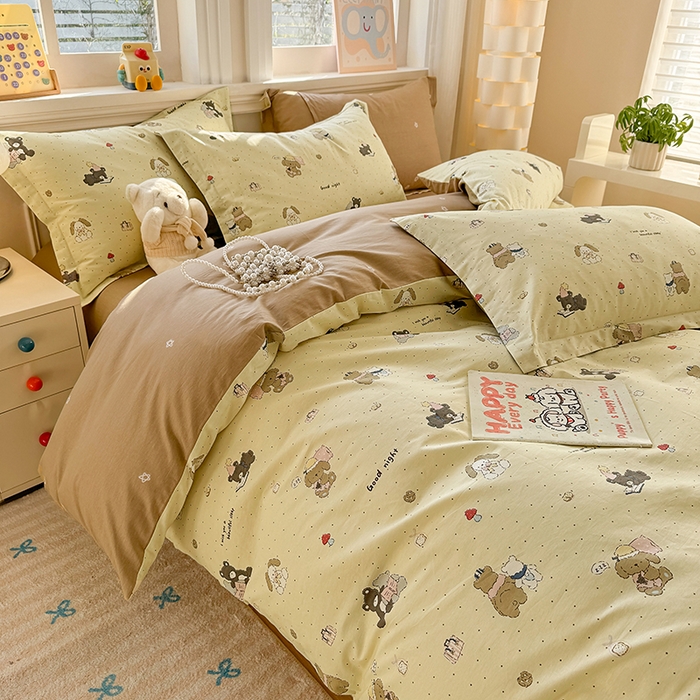 91家纺网 家纺一手货源 找家纺 壹号库 2025新款全棉四件套 小熊日记