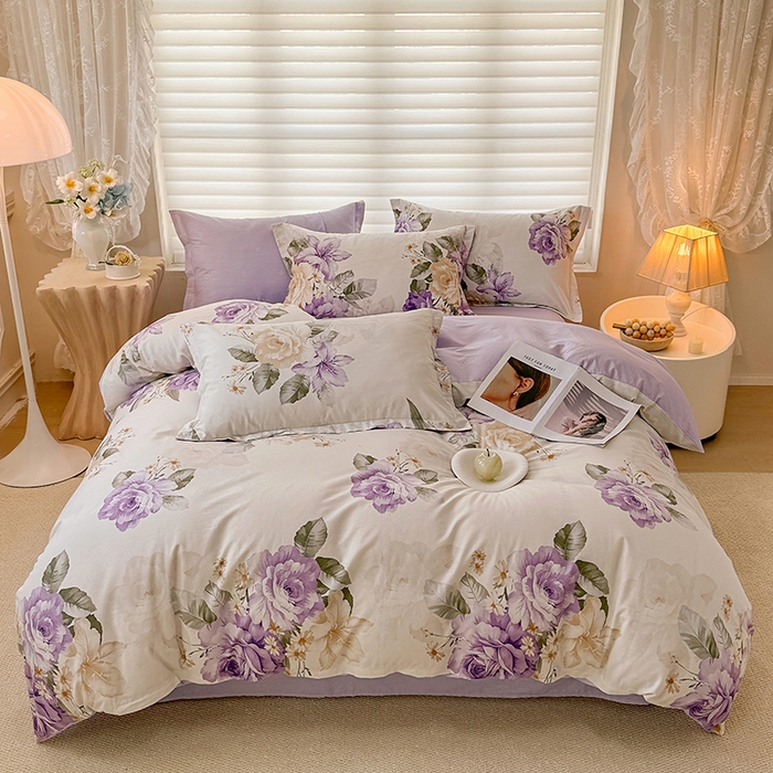 壹号库 2025新款全棉四件套 紫梦