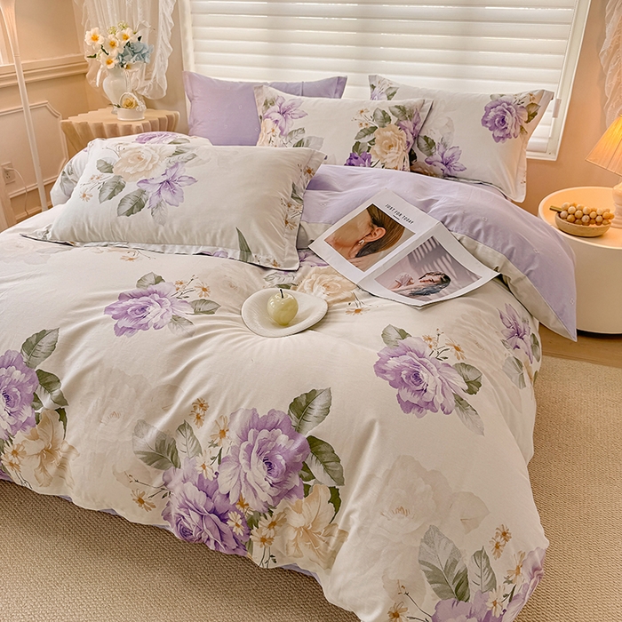 91家纺网 家纺一手货源 找家纺 壹号库 2025新款全棉四件套 紫梦